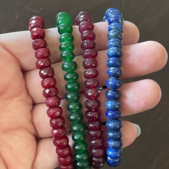 Earth Art hand crafted artisan Jewelry - Genuine sapphire, emerald, ruby and Garnet Gemstone bracelets